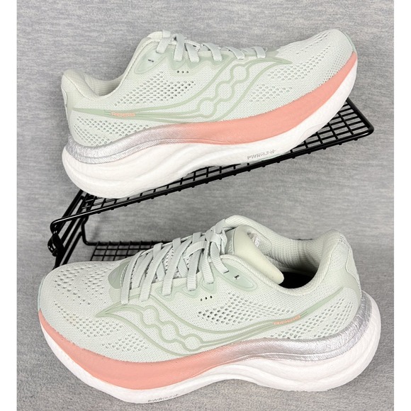 Saucony Shoes - Saucony Ride 15 Running Sneakers Womens 6 M Green Pink Mist Cameo Comfort